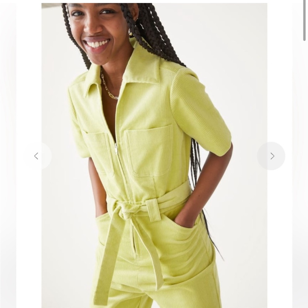 & Other Stories Belted Short-sleeve Corduroy Jumpsuit - Yellow - size 6